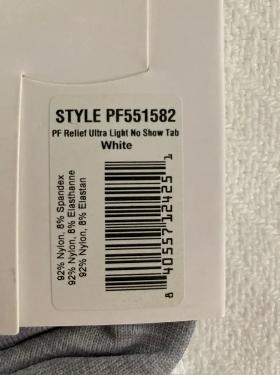 Plantar Fasciitis Relief No-Show Socks - White/Grey, Medium, Unisex - Picture 5 of 6